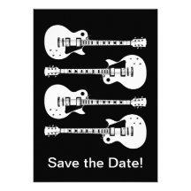 Four Electric Guitars in Black & White Custom Invites
