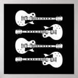 Four Electric Guitars in Black & White Print