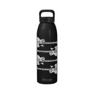 Four Electric Guitars in Black & White Reusable Water Bottle