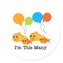 Four Fish I'm This Many stickers by kids_birthdays Four Fish I'm This Many stickers