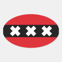 FOUR Flag of Amsterdam Oval Stickers