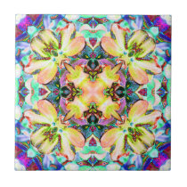 Four Flower Kaleidoscope Art Tiles
