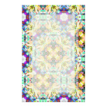 Four Flower Kaleidoscope Blank Stationery