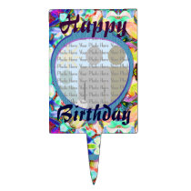 Four Flower Kaleidoscope Photo Cake Pick