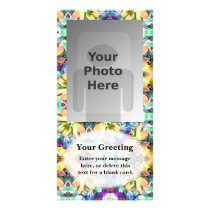 Four Flower Kaleidoscope Vertical PhotoCard Tmplte Custom Photo Card