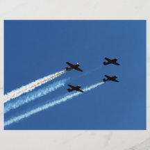 four flying planes with trails blue sky full color flyer