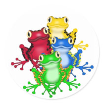 Four Frogs Tshirts and Gifts Round Stickers