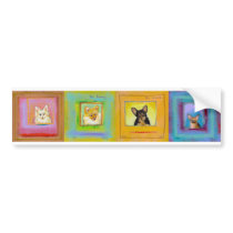Four fun dogs - each with a suggestion bumper stickers