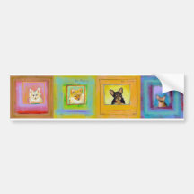 Four fun dogs - each with a suggestion bumper stickers