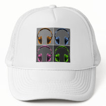 Four Graphic Headphones Mesh Hats