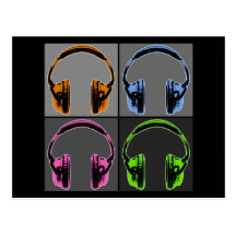 Four Graphic Headphones Post Card
