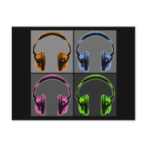 Four Graphic Headphones postcards by ElectricPopSpot Four Graphic Headphones postcards