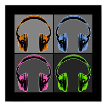 Four Graphic Headphones posters by ElectricPopSpot Four Graphic Headphones posters