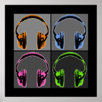 Four Graphic Headphones Poster