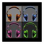 Four Graphic Headphones Poster