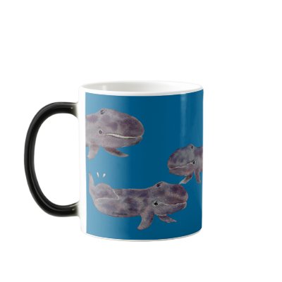 Four Grey Whale Babies and Mother Customizable Mug by lillyarts