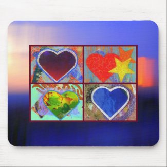 Four Hearts in an Abstract Sky mousepad mousepad