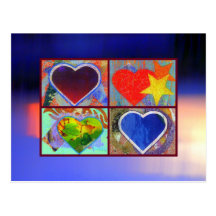 Four Hearts in an Abstract Sky postcard