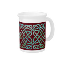 Four Hearts Knot Green on Red Pitchers