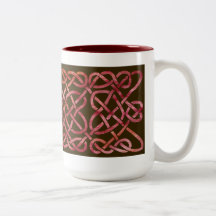 Four Hearts Knot Red on Brown Coffee Mug