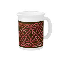 Four Hearts Knot Red on Brown Drink Pitcher