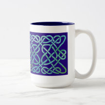 Four Hearts Knot Verdigris on Blue Mugs