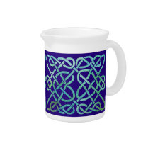 Four Hearts Knot Verdigris on Blue Drink Pitchers
