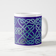 Four Hearts Knot Verdigris on Blue Extra Large Mugs