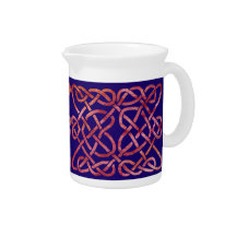 Four Heats Knot Red on Blue Beverage Pitchers