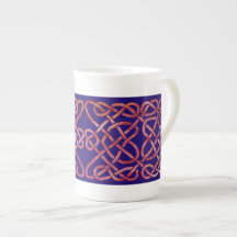 Four Heats Knot Red on Blue Bone China Mugs