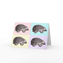 Four Hedgehogs Greeting Card