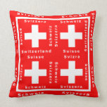 Four Languages of Switzerland Swiss Flag Throw Pillows