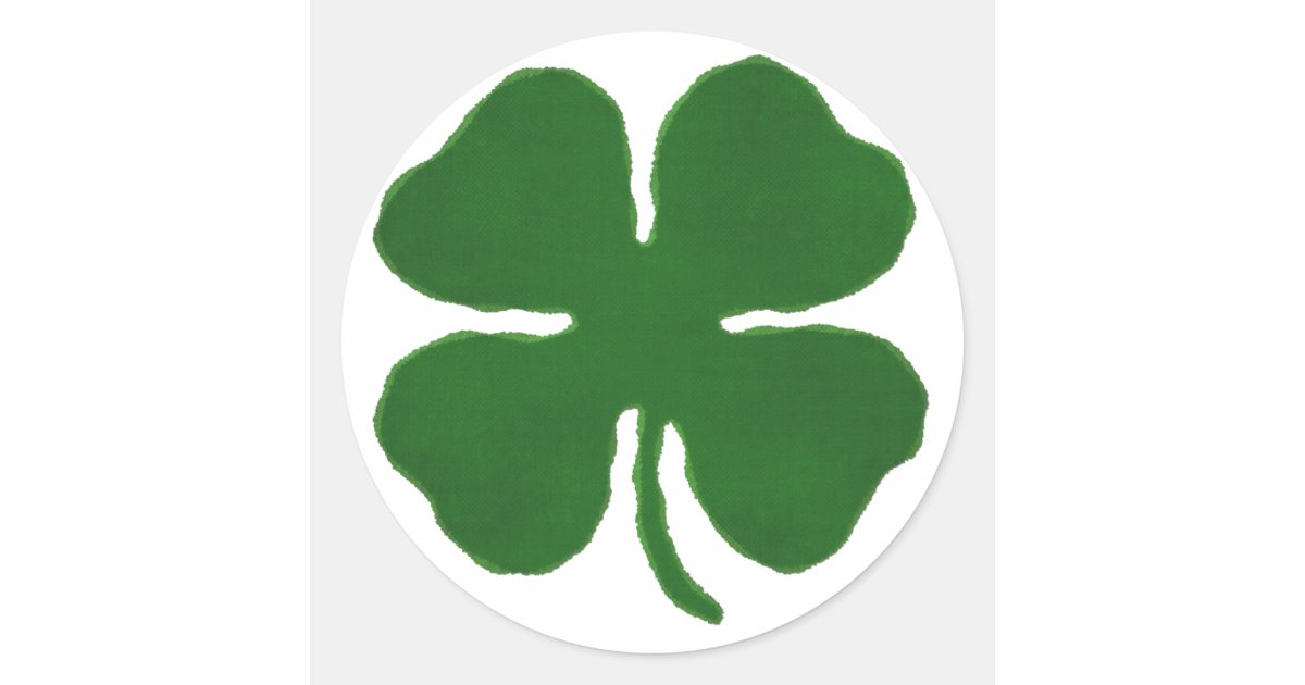 four leaf clover classic round sticker Zazzle