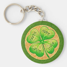 Four Leaf Clover - Faith Hope Love Luck Keychain