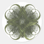 Four Leaf Clover Fractal Art Round Sticker
