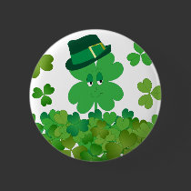 Four-Leaf Clover in Hat buttons