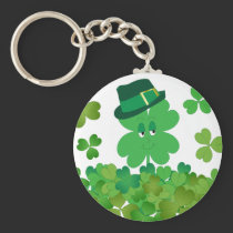 Four-Leaf Clover in Hat keychains