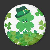 Four-Leaf Clover in Hat magnets