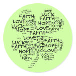Four Leaf Clover Meaning: Hope, Faith, Love, Luck Round Stickers