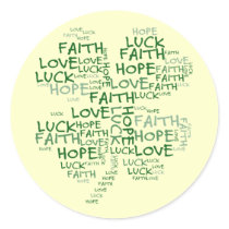 Four Leaf Clover Meaning: Hope, Faith, Love, Luck Round Stickers