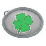 Four Leaf Clover; metal-look Belt Buckle