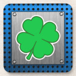 Four Leaf Clover; metal-look Beverage Coasters