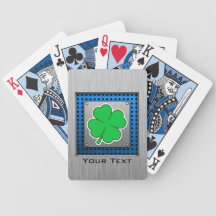 Four Leaf Clover; metal-look Bicycle Poker Cards