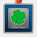Four Leaf Clover; metal-look Christmas Ornament