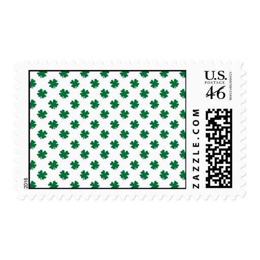 Four leaf clovers in green stamps