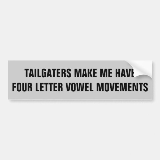 Four Letter Vowel Movements Bumper Sticker Zazzle