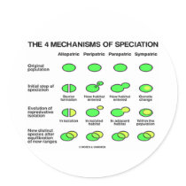 Four Mechanisms Of Speciation (Evolution) Round Sticker