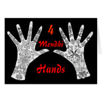 Four Mendhi Hands Greeting Card