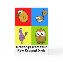 Four New Zealand Birds, Greetings from four New... cards