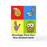 Four New Zealand Birds, Greetings from four New... cards
